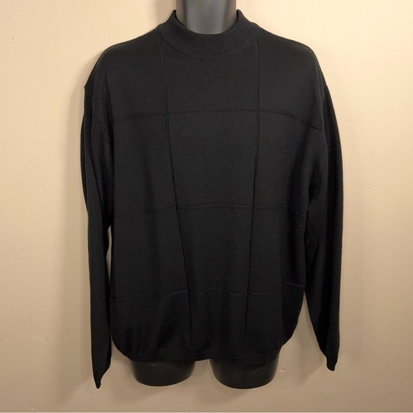 XL VINTAGE TSR MENS BLACK SWEATER LONG SLEEVE HIGH NECK KNIT ACADEMIA STRETCH - Picture 6 of 13